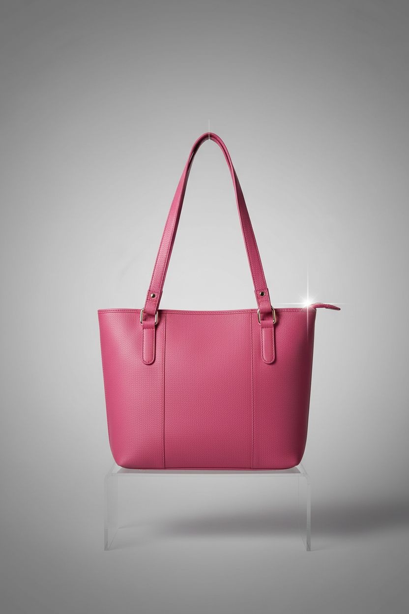 Close-up of Oak Leathers pink leather purse showcasing quality and craftsmanship.