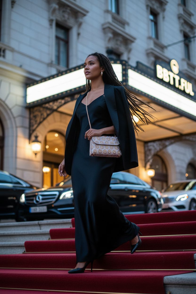 Champagne rhinestone evening bag by BBTT.ful, perfect for formal events, glistening in luxury.