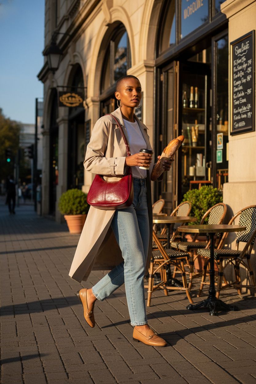 Celestina red leather hobo bag worn crossbody, perfect for stylish outings.