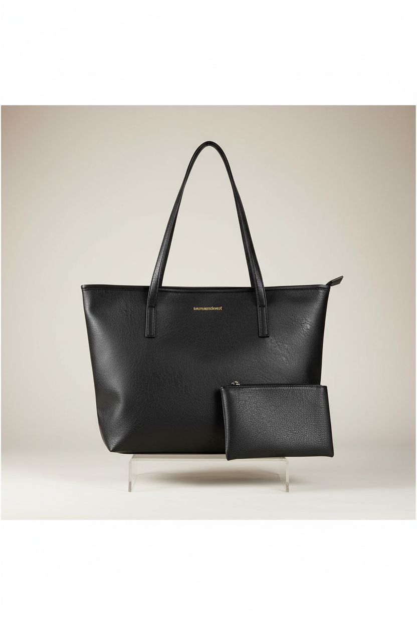 Montana West leather tote bag and matching pouch, highlighting quality craftsmanship and style.