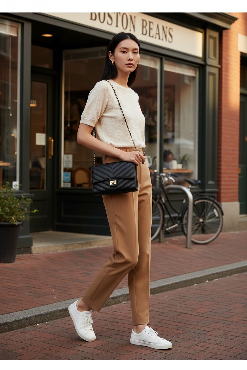 YAZEKOUS small crossbody bag in a cozy café setting with a quilted design.