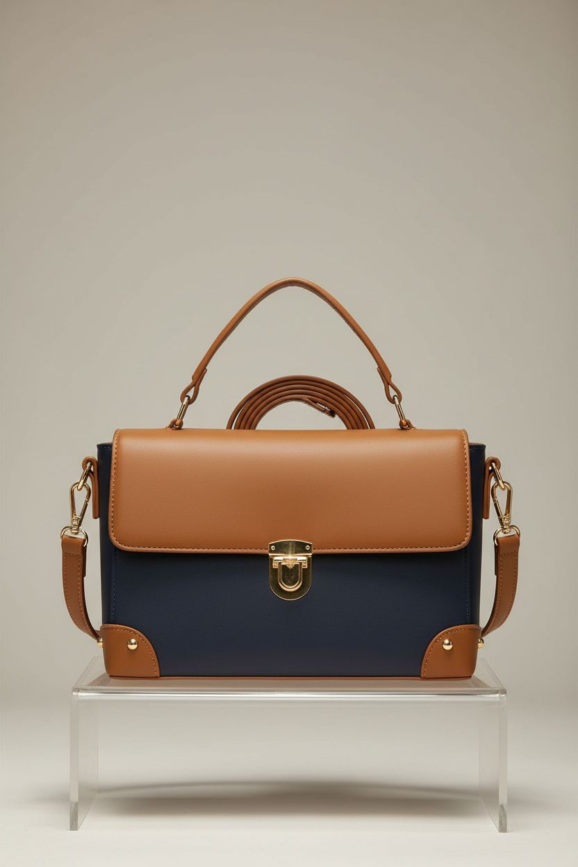 Milan Chiva square purse showcased in a clean studio, featuring elegant design and color block aesthetics.