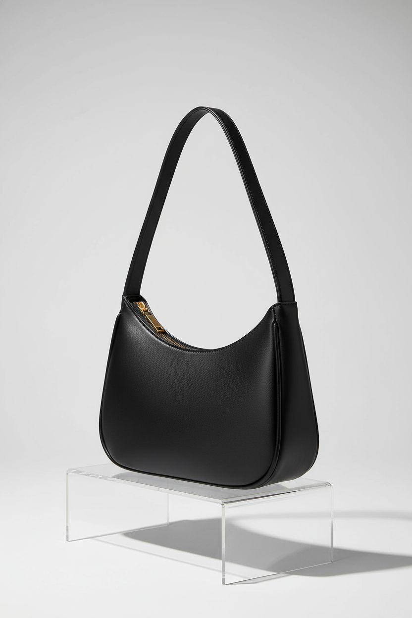 CYHTWSDJ tiny black hobo purse showcased on a gray background