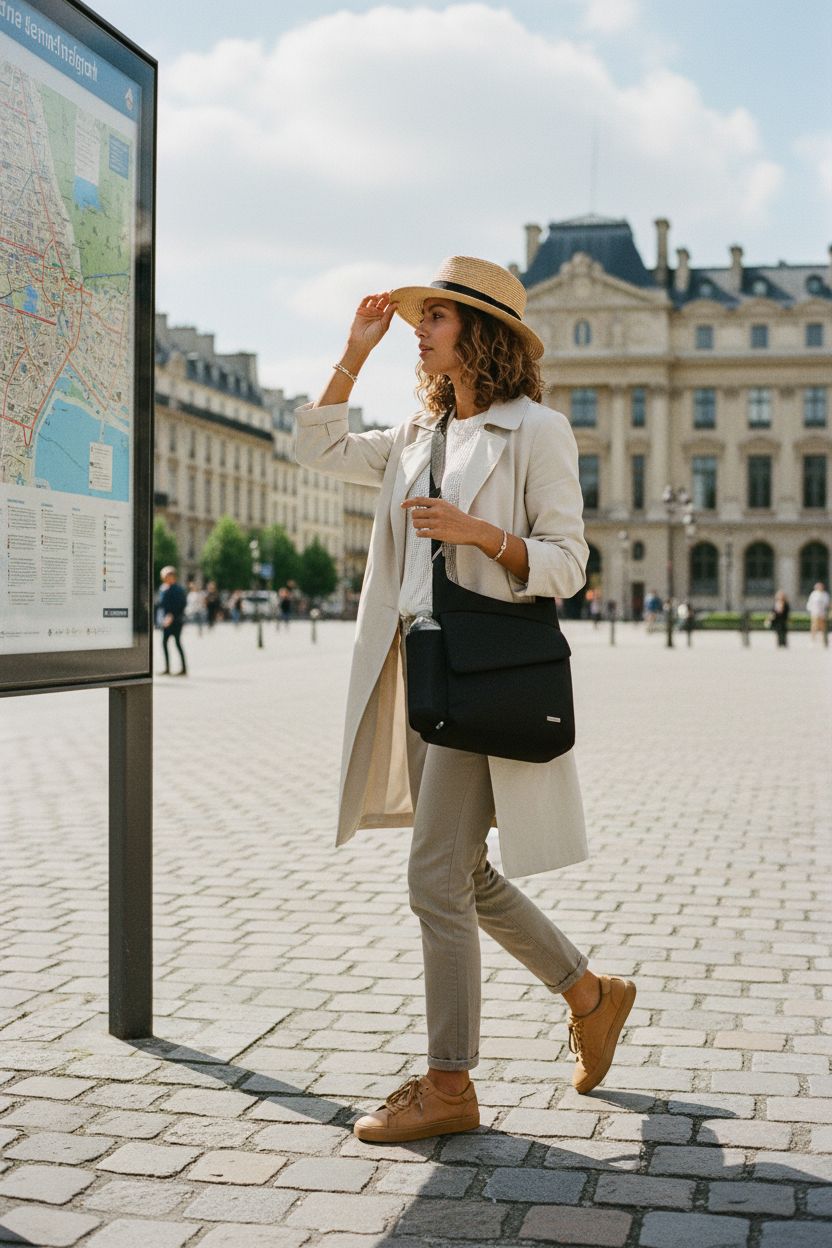 Travelon Anti-Theft Classic Messenger Bag in a stylish travel scene with a sleek design.