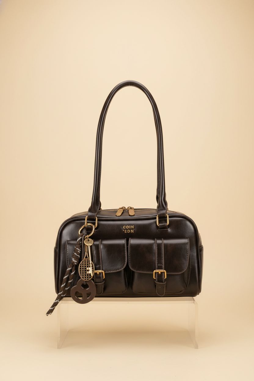 HICARRY stylish vintage handbag with clear details on seamless background