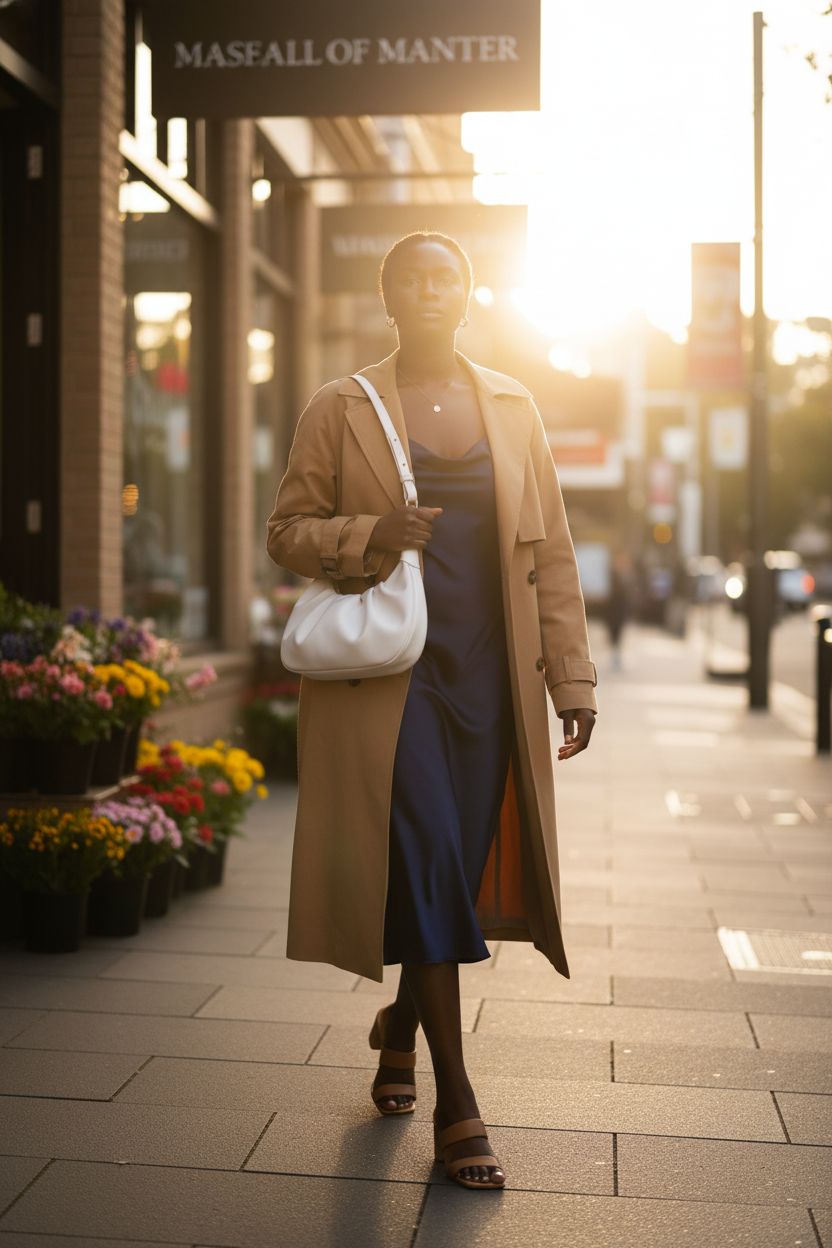 KKXIU white crescent purse underarm bag captured on golden-hour sidewalk