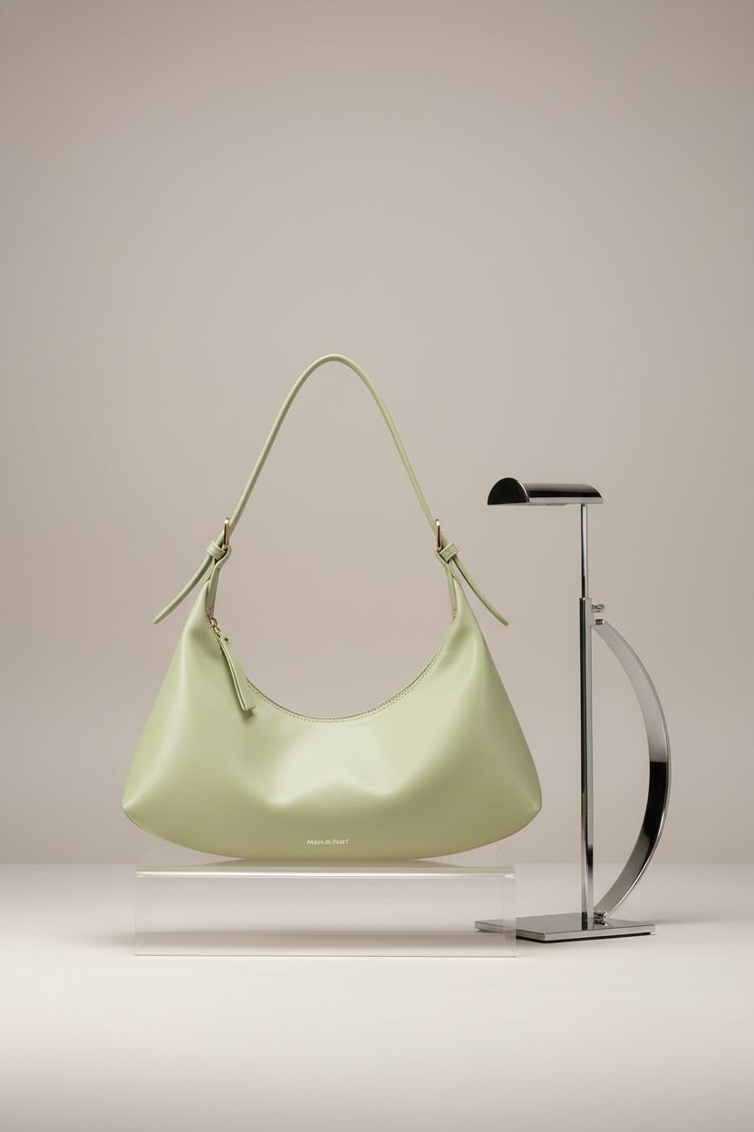 Montana West 90s purse showcasing vegan leather and sleek design on a minimal studio backdrop.