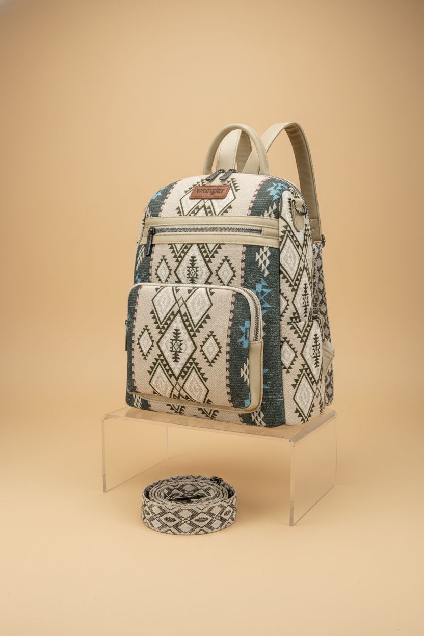 Montana West Wrangler Convertible Backpack Purse displayed in a studio, highlighting its features.