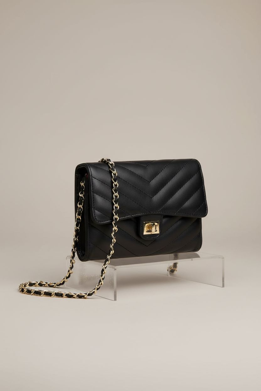 YAZEKOUS black purse with fine stitching and turn-lock, perfect for any occasion.