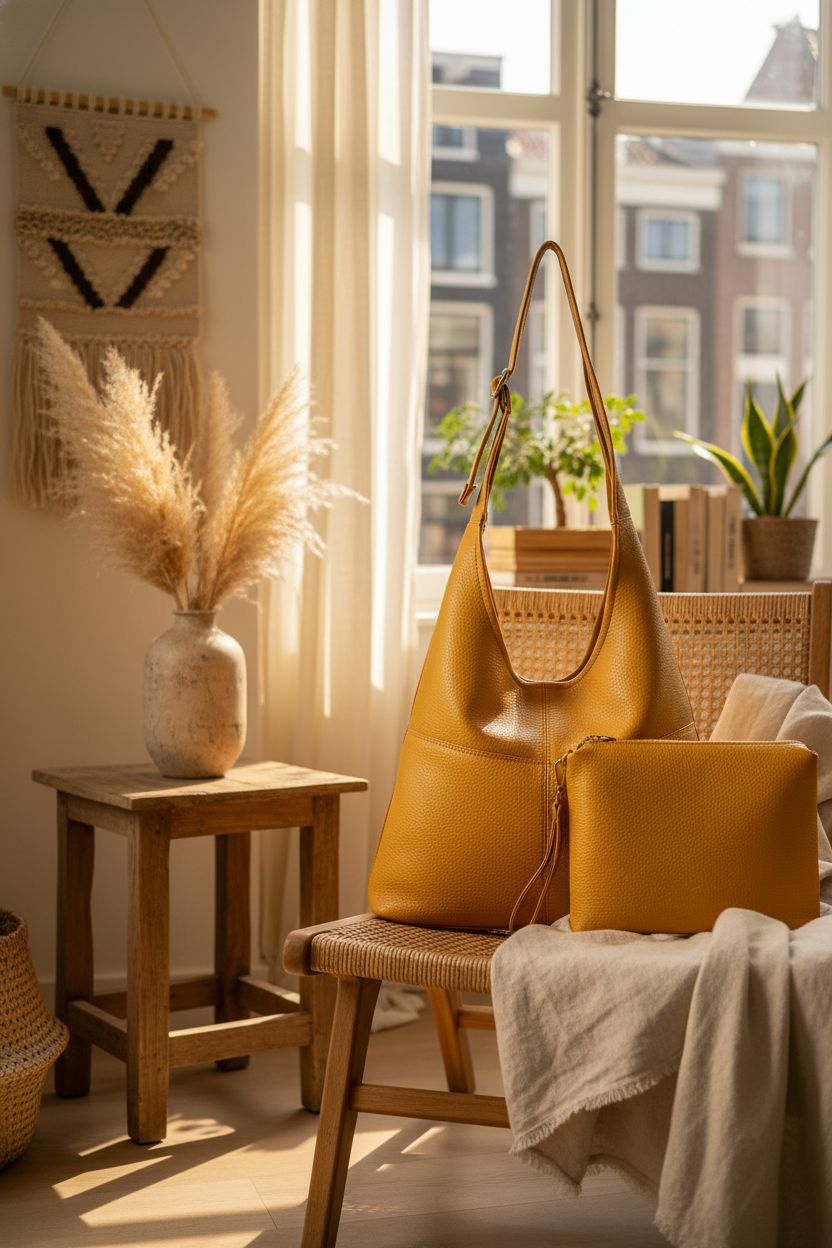 Montana West mustard hobo bag in cozy living room setting, ideal for relaxed style.