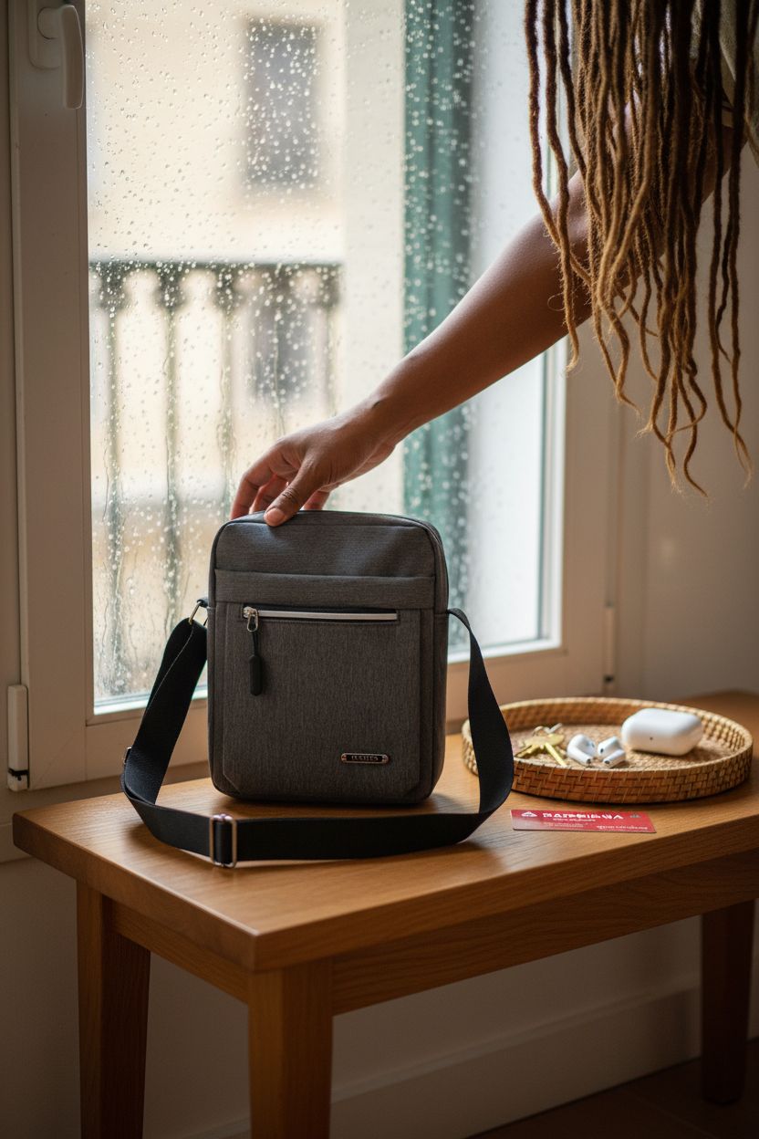 Cozy entryway scene featuring Yountiger satchel beside keys, perfect for grab-and-go moments.