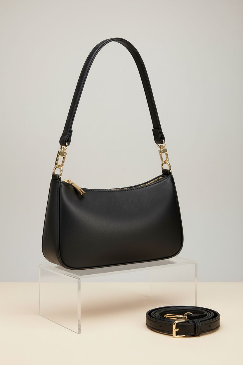 NIUEIMEE ZHOU classic tote bag on minimal riser, highlighting vegan leather craftsmanship.