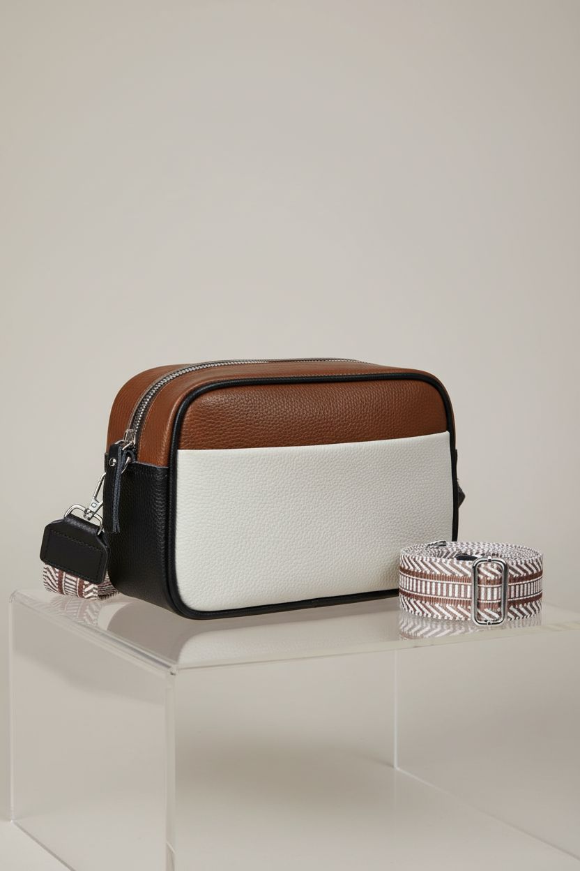 Utenwat small crossbody bag showcased on a gray backdrop highlighting its leather and design