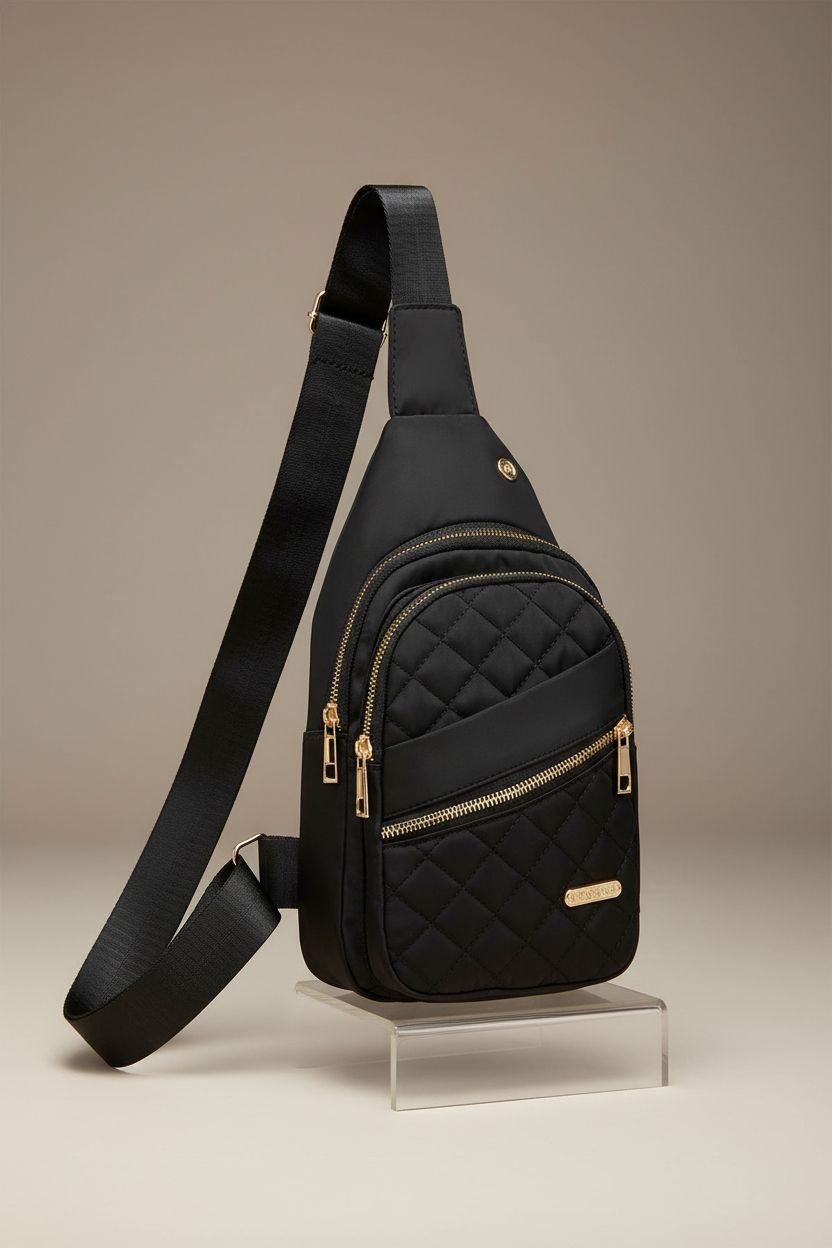 Close-up of AOSTIHOT crossbody purse showcasing its water-resistant nylon and adjustable strap.