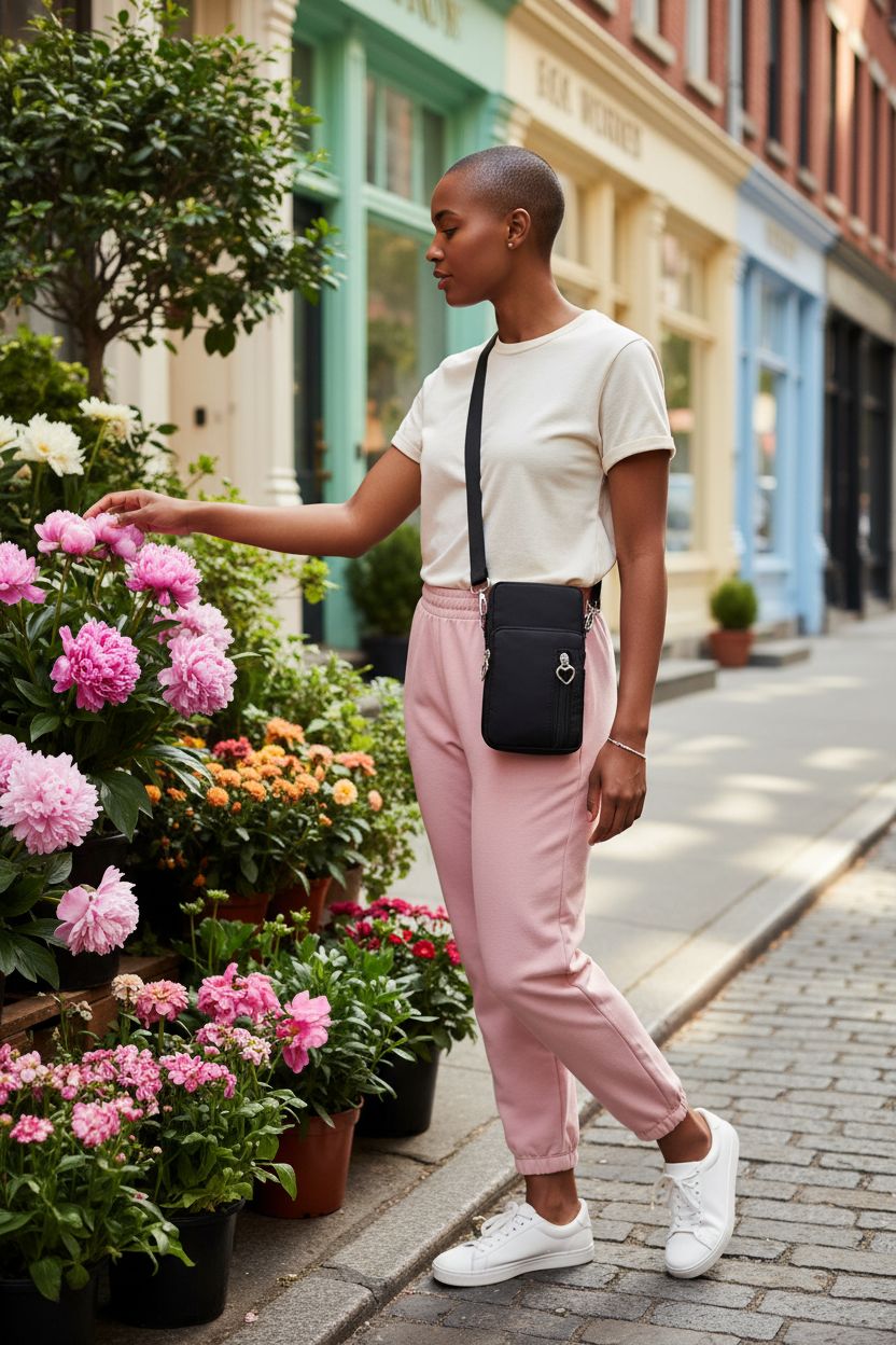 BIAOTIE lightweight black nylon crossbody purse, perfect for hands-free outings and casual strolls.