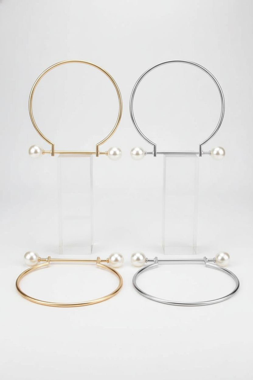 Four WADORN semicircle metal frames on acrylic blocks, showcasing gold and platinum finishes.