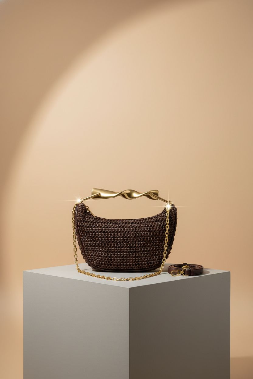 JYG handmade straw bag on a clean backdrop, highlighting its intricate weaving and design.
