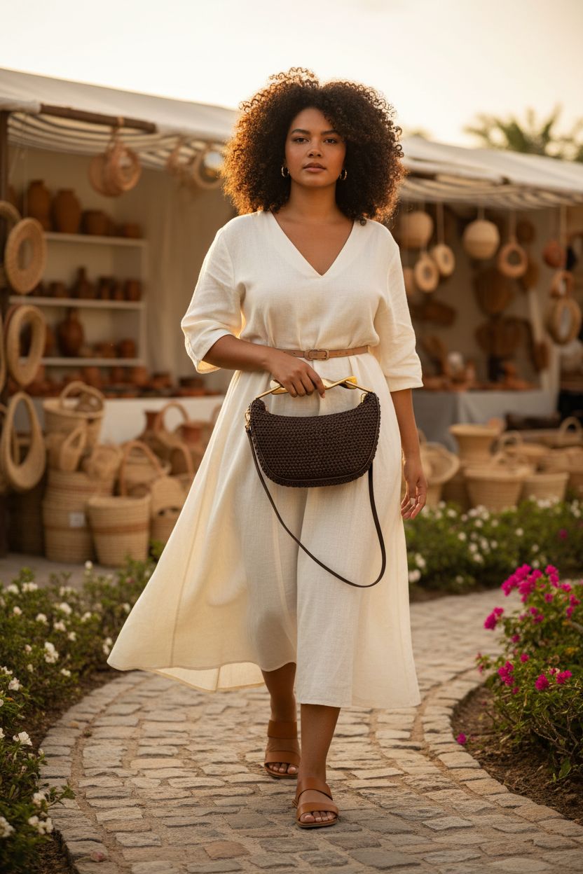 JYG handmade straw crossbody bag in coffee color, perfect for summer outings.