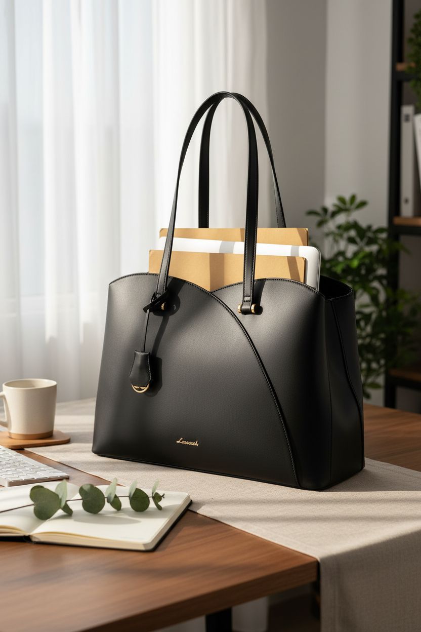 LOVEVOOK laptop purse in a serene home office setting, perfect for organizing work items.