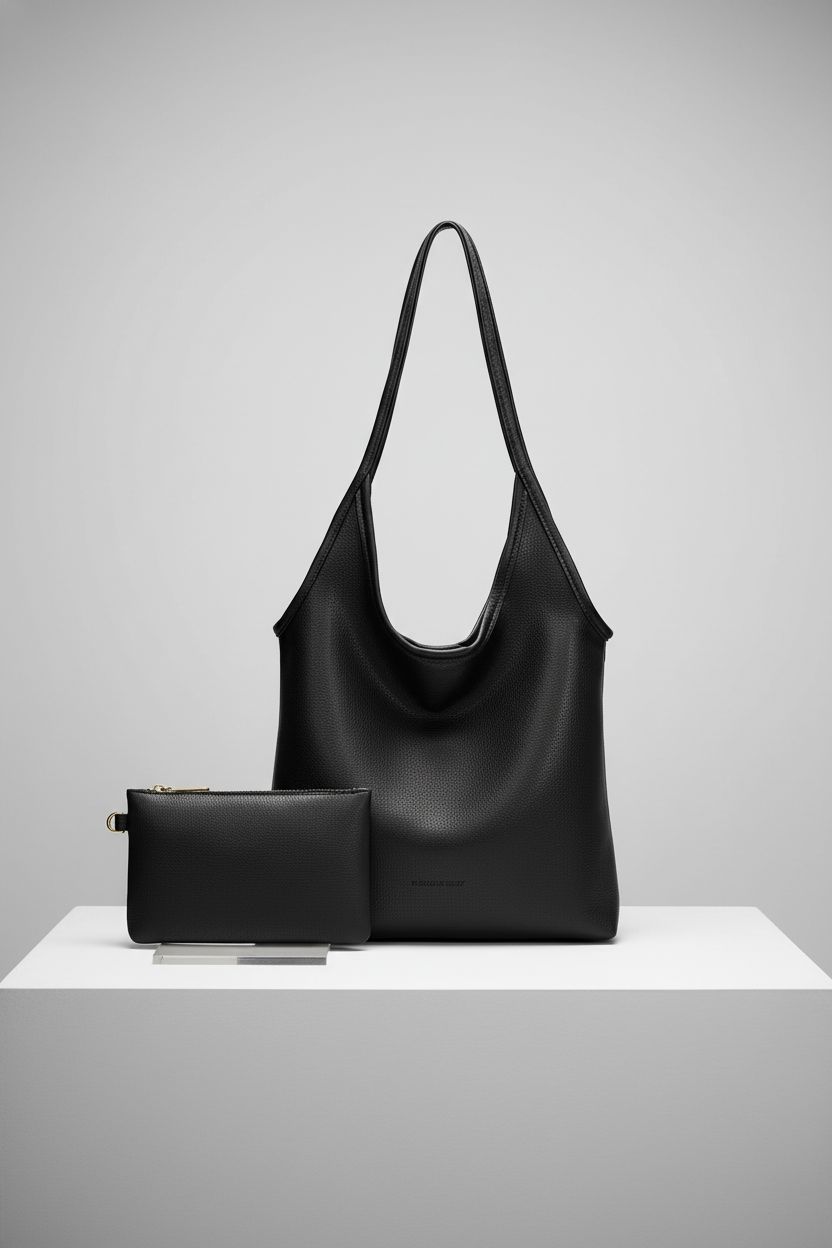 Montana West leather hobo bag and pouch on a minimalist display