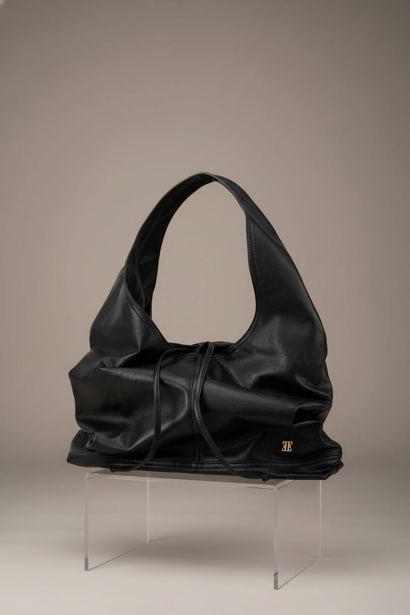 Close-up of the ELLE Slouchy Hobo Bag highlighting its smooth vegan leather and stylish design.