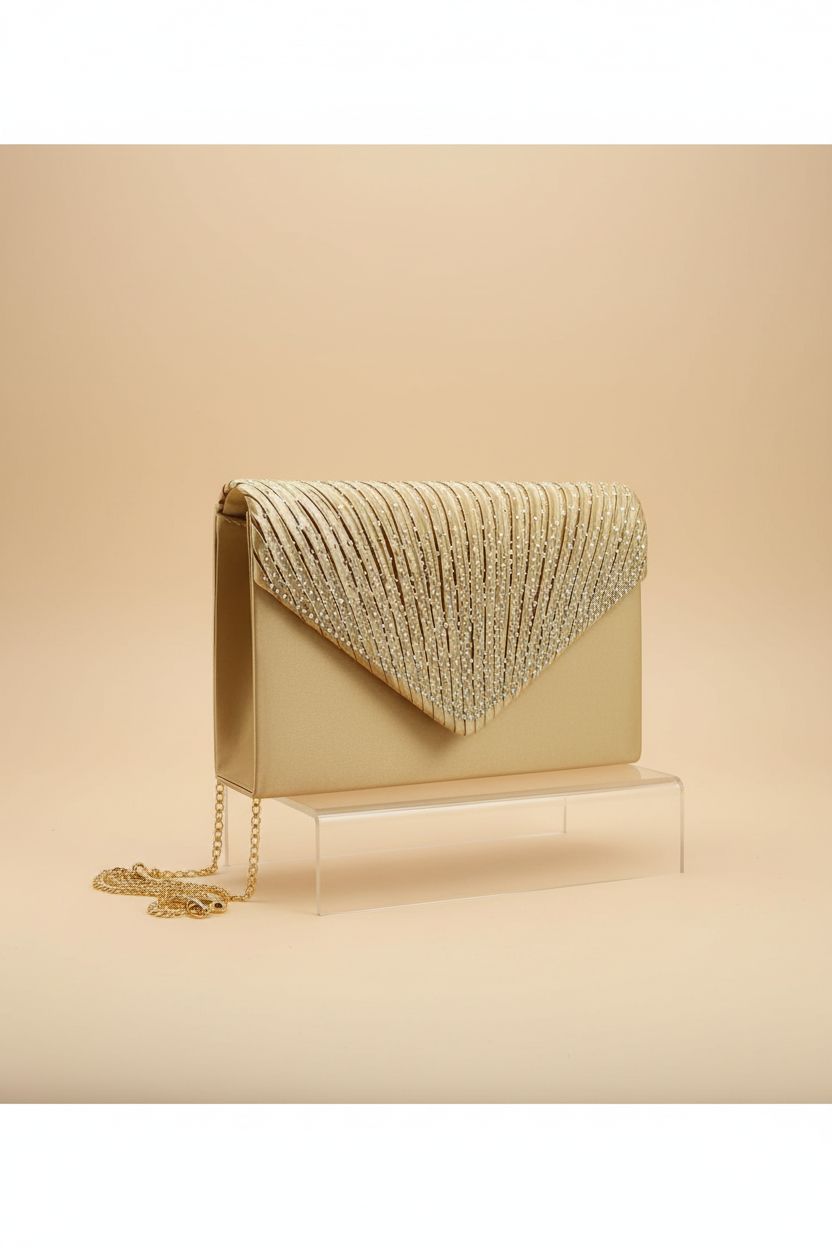Groupcow gold satin handbag showcasing exquisite craftsmanship and design details on a light background.