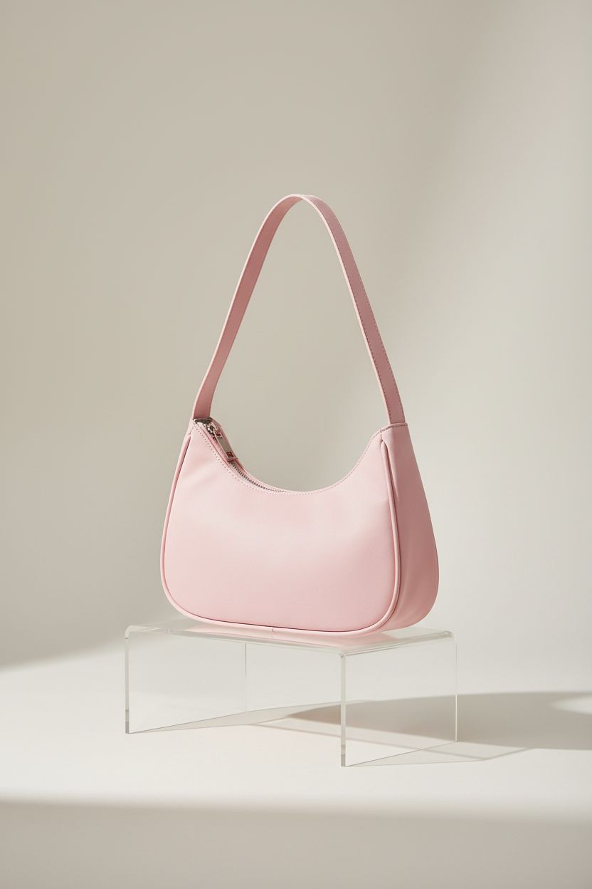 Afashor baby-pink hobo bag displayed on a clean studio set, showcasing its elegant design