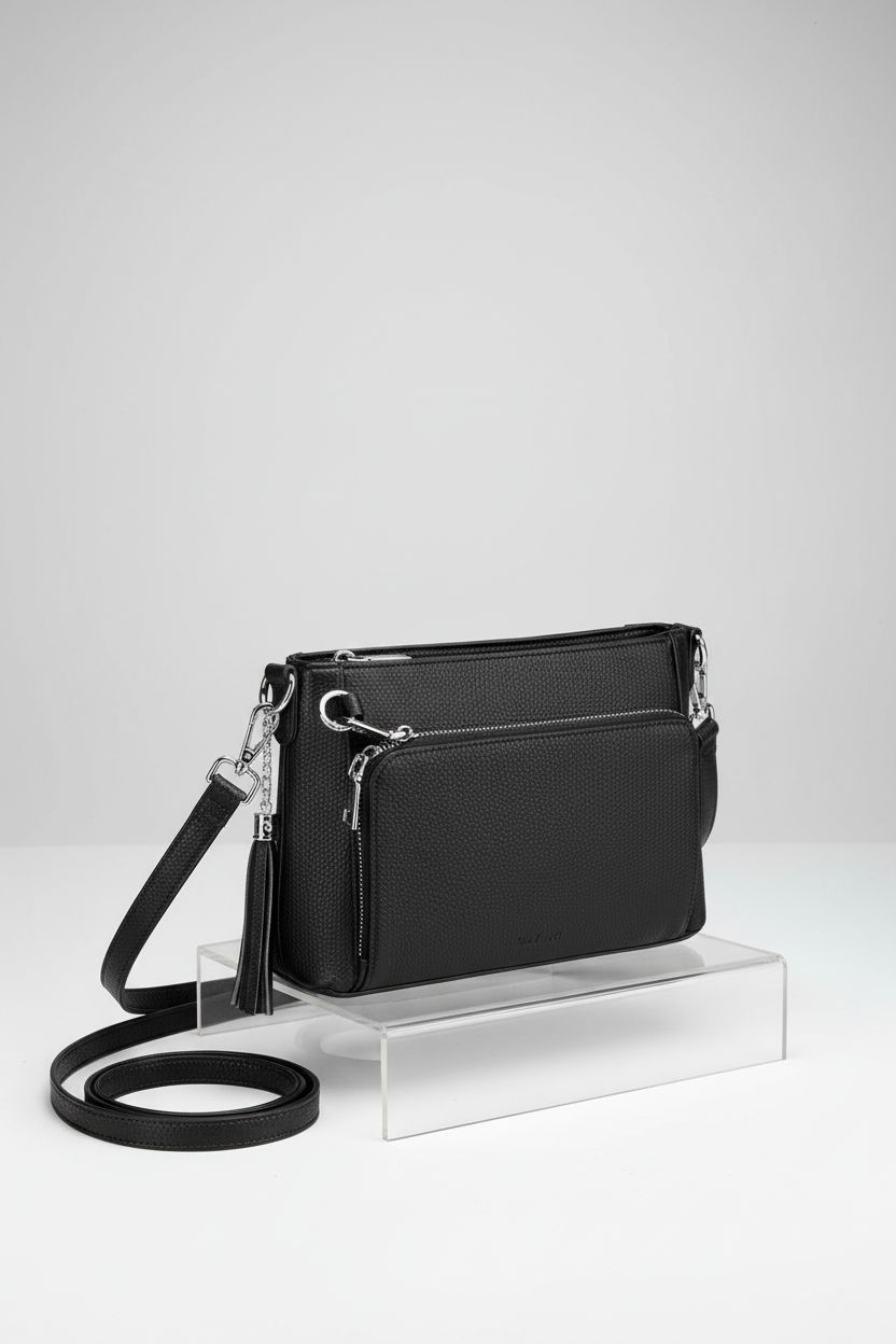 Close-up of Befen genuine leather purse, displaying stitching and built-in wallet design.