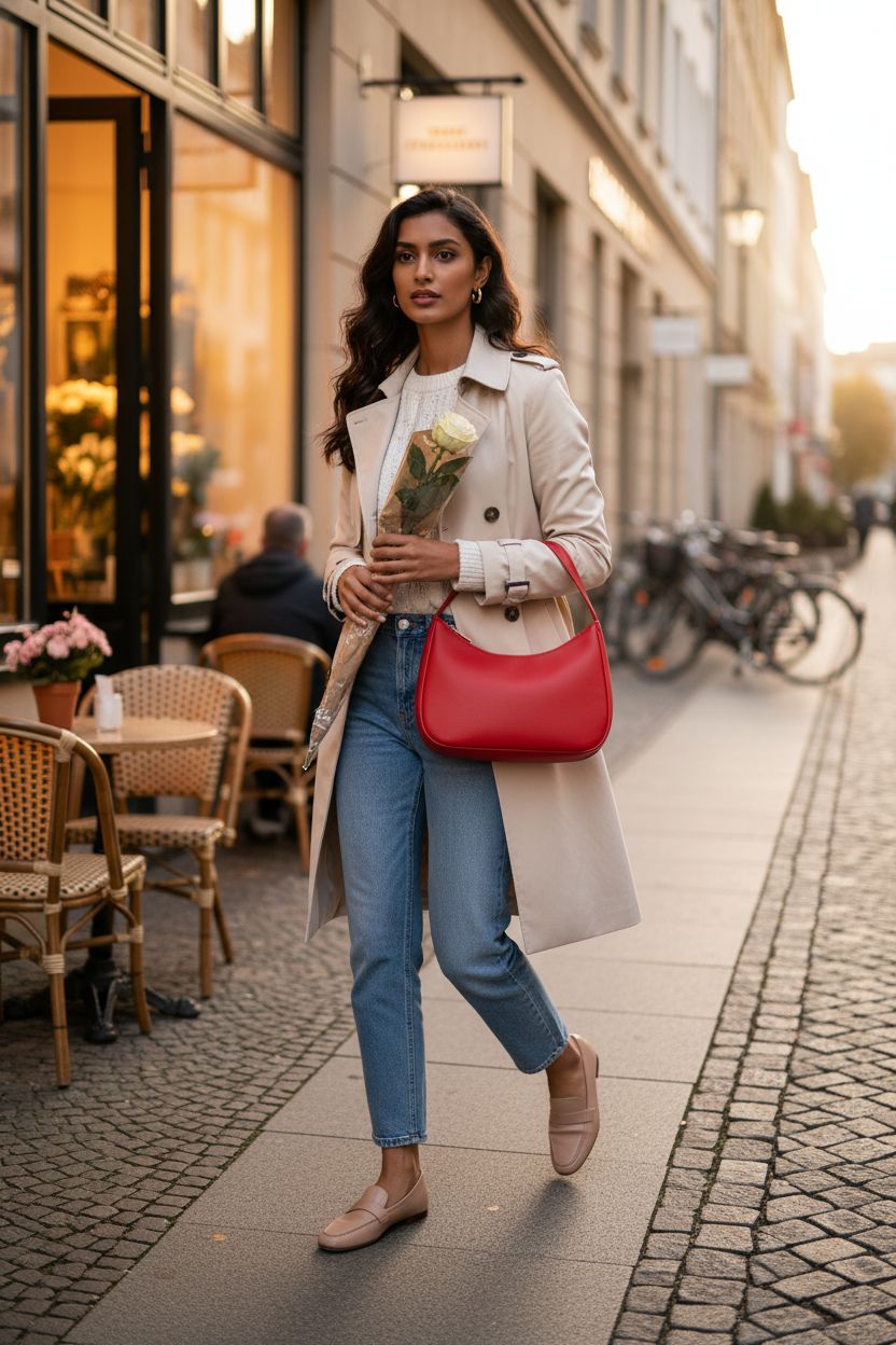 Vibrant red PU leather hobo bag by CYHTWSDJ, perfect for daily errands or outings.
