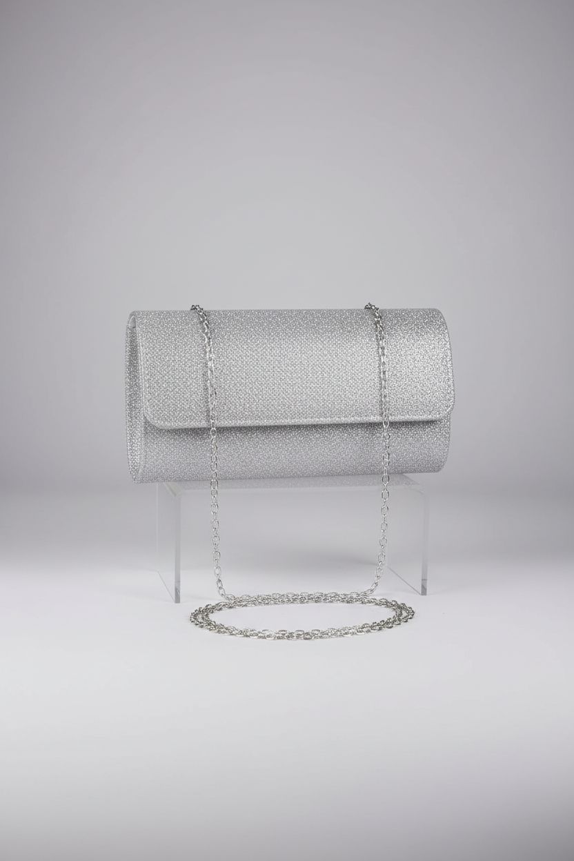 OSDUE rhinestone evening bag displayed on clear acrylic, highlighting its elegant design and chain