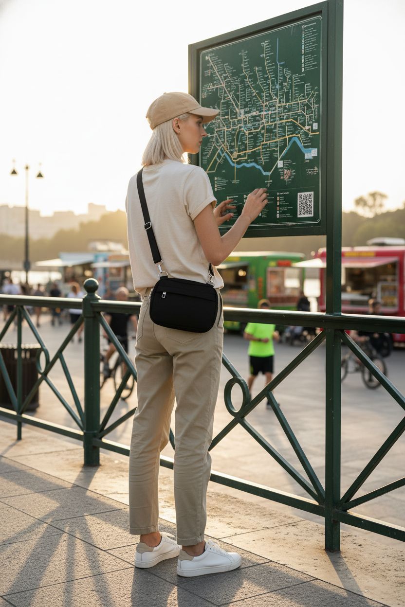 MAXTOP black sling bag worn cross-body, perfect for casual outings and outdoor adventures.