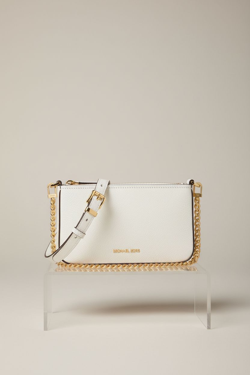 Michael Kors Women's Bryant Small Convertible Crossbody Bag in optic white on a light-gray backdrop
