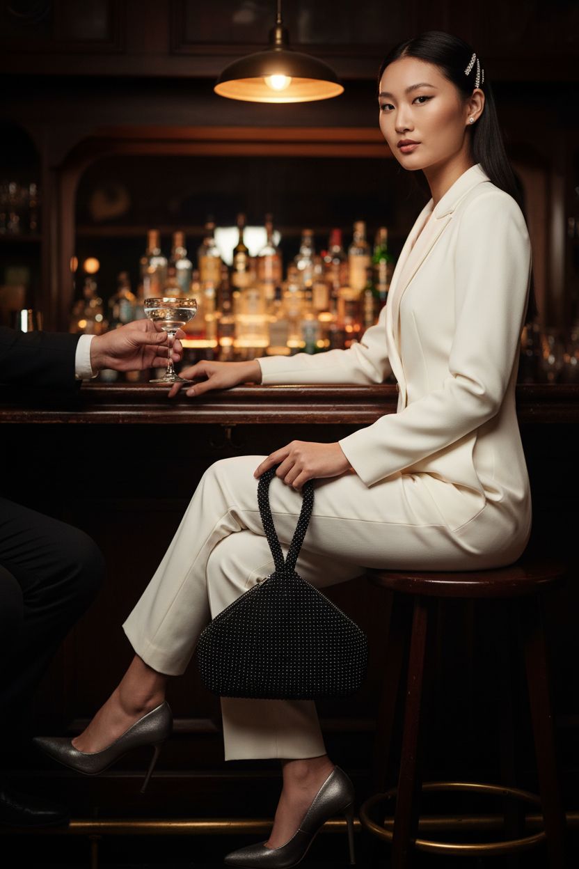 BABEYOND beaded clutch purse showcased in a speakeasy with warm lighting, ideal for stylish nights out