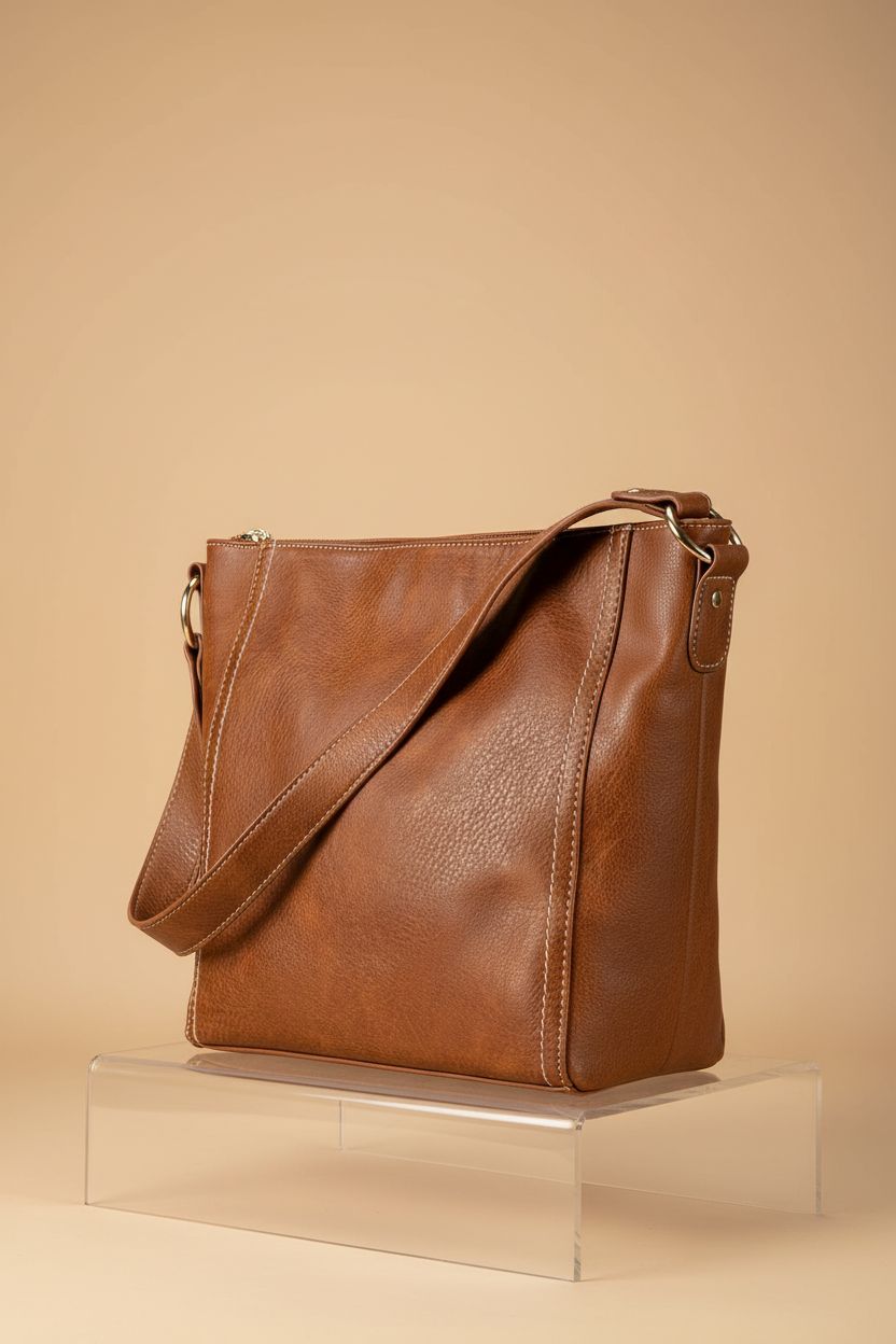 Montana West cognac hobo bag showcased on a seamless backdrop highlighting its texture and design.