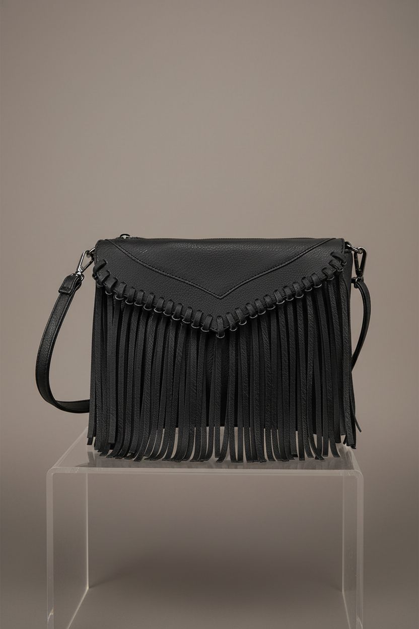 HDE Women's PU Leather Hobo Fringe Purse on a clean studio backdrop, highlighting details