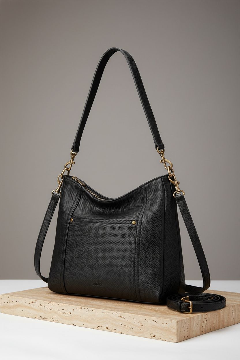 Product image of Befen black genuine leather hobo crossbody bag, showcasing its detailed craftsmanship and design.