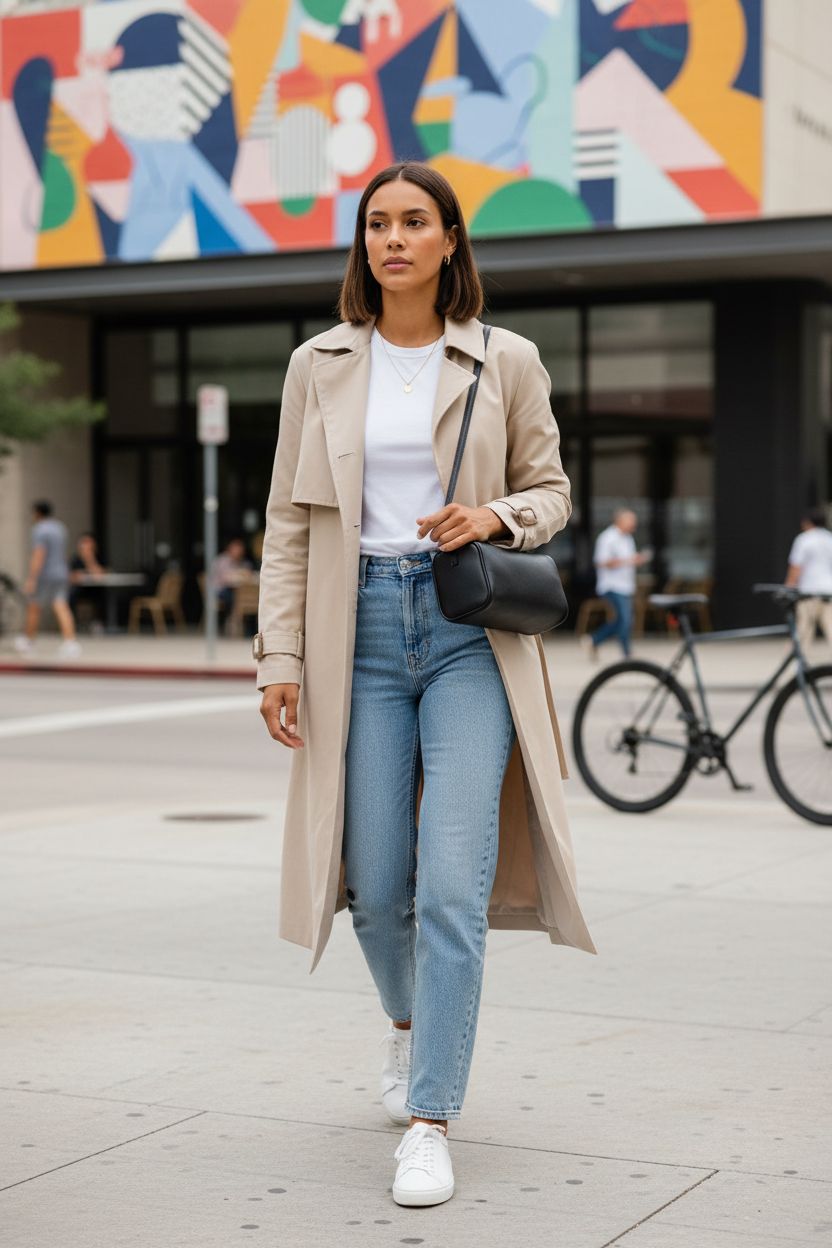 Versatile DONNAIN black barrel crossbody bag against urban backdrop with light outfit