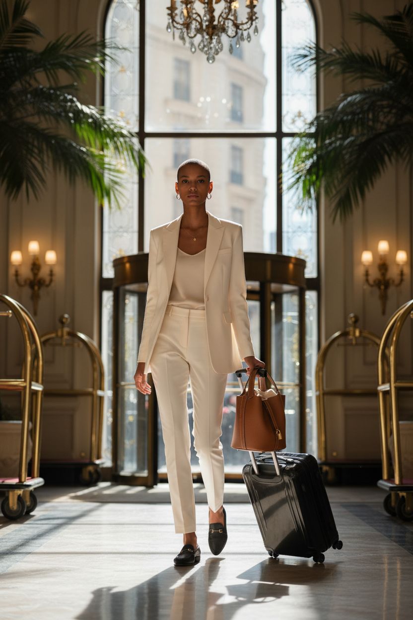 Hedexe cognac brown leather bucket bag elegantly displayed in hotel lobby