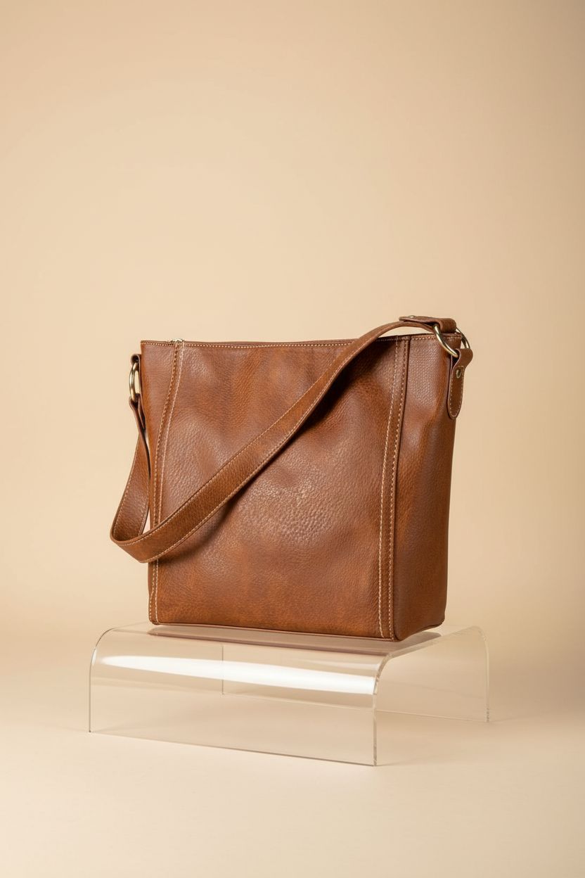 Montana West vegan leather hobo bag displayed on a seamless backdrop, emphasizing its quality and craftsmanship.