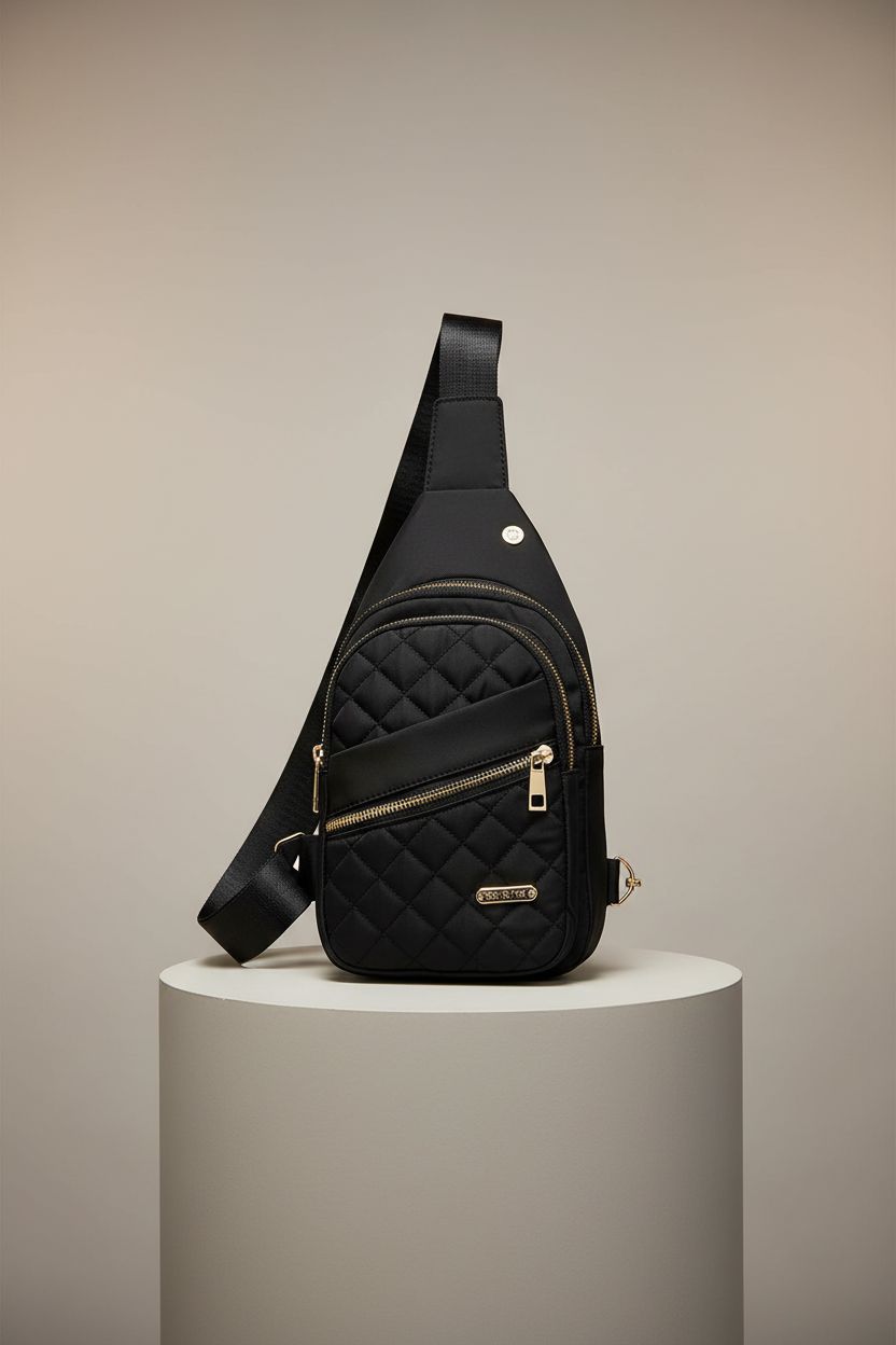 Close-up of AOSTIHOT crossbody sling bag showcasing its texture and design details.