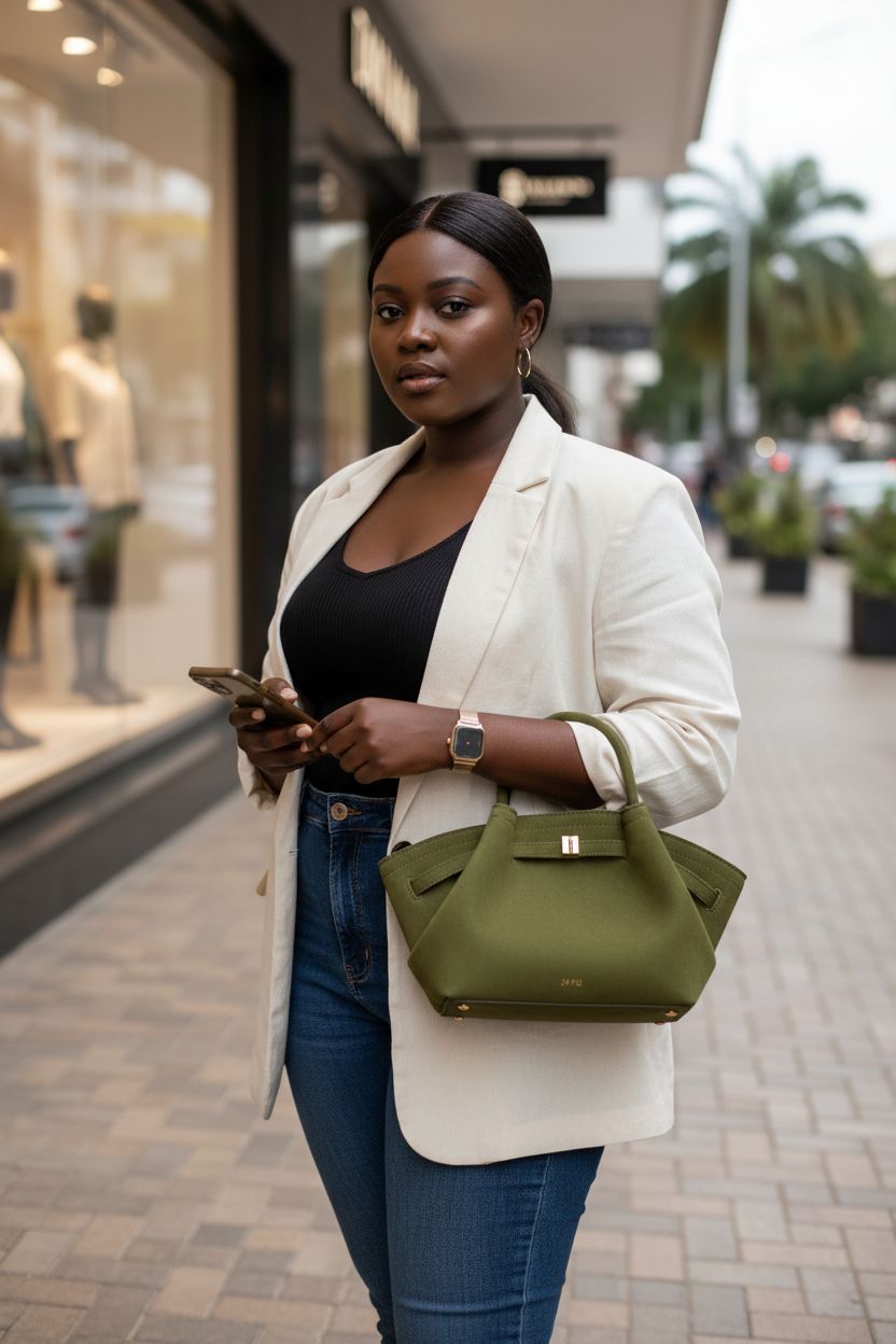 Versatile JW PEI Dark Olive Mini Tote Bag displayed in a chic setting, highlighting its stylish shoulder and arm carry options.