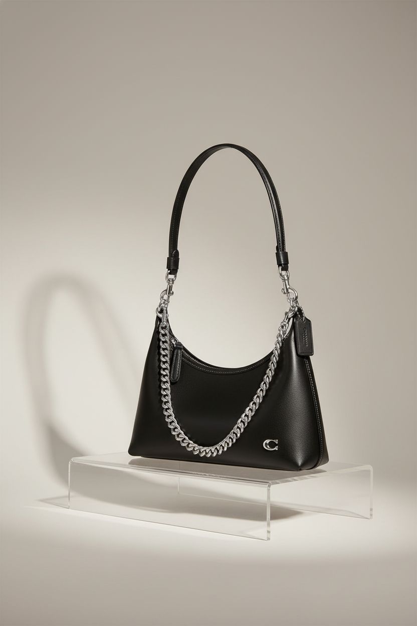 COACH Glovetanned Leather Juliet Shoulder Bag 25 displayed elegantly in studio