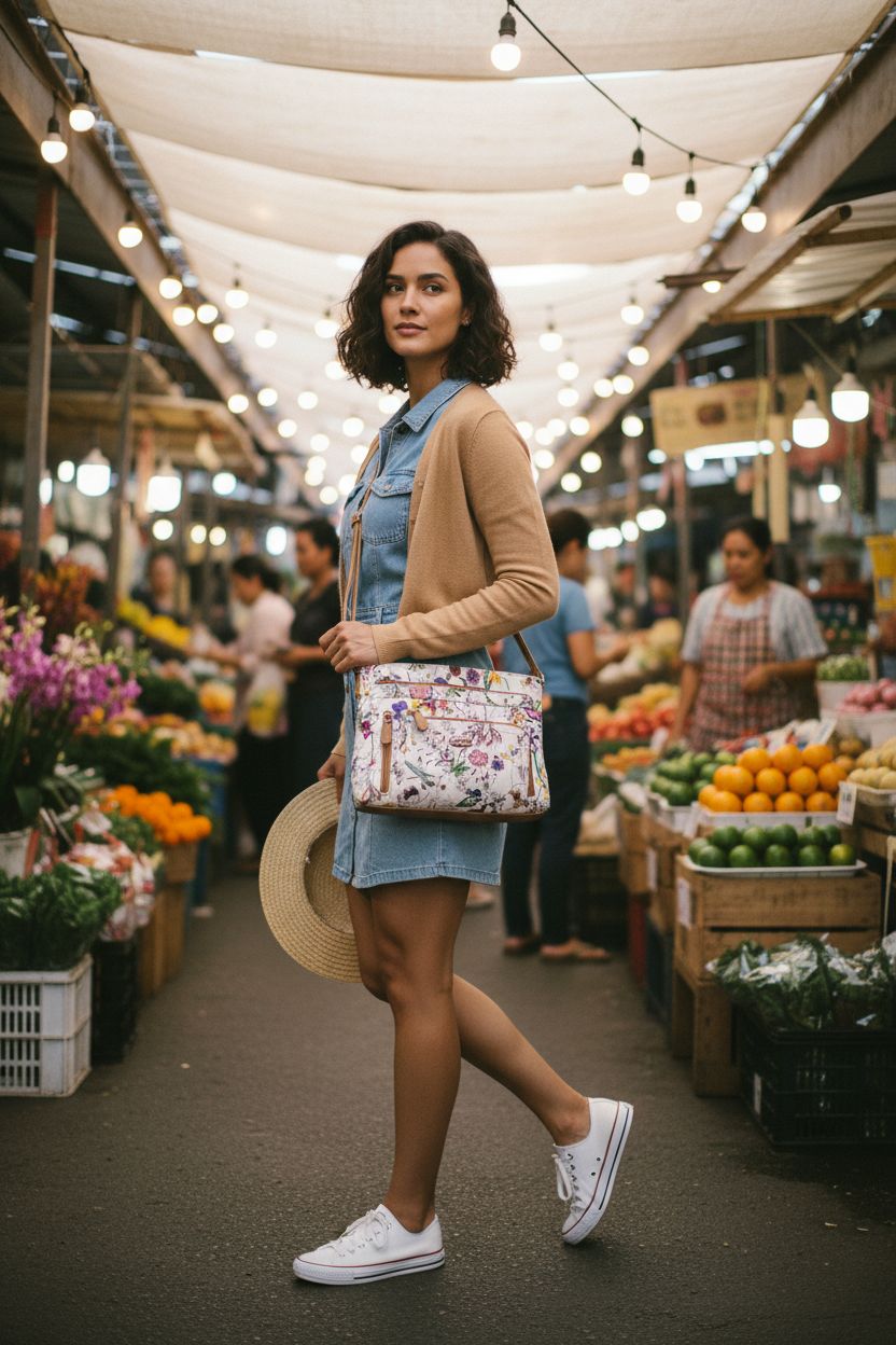 MultiSac Summerville East West Crossbody Bag in Vienna/Hazelnut at a spring market