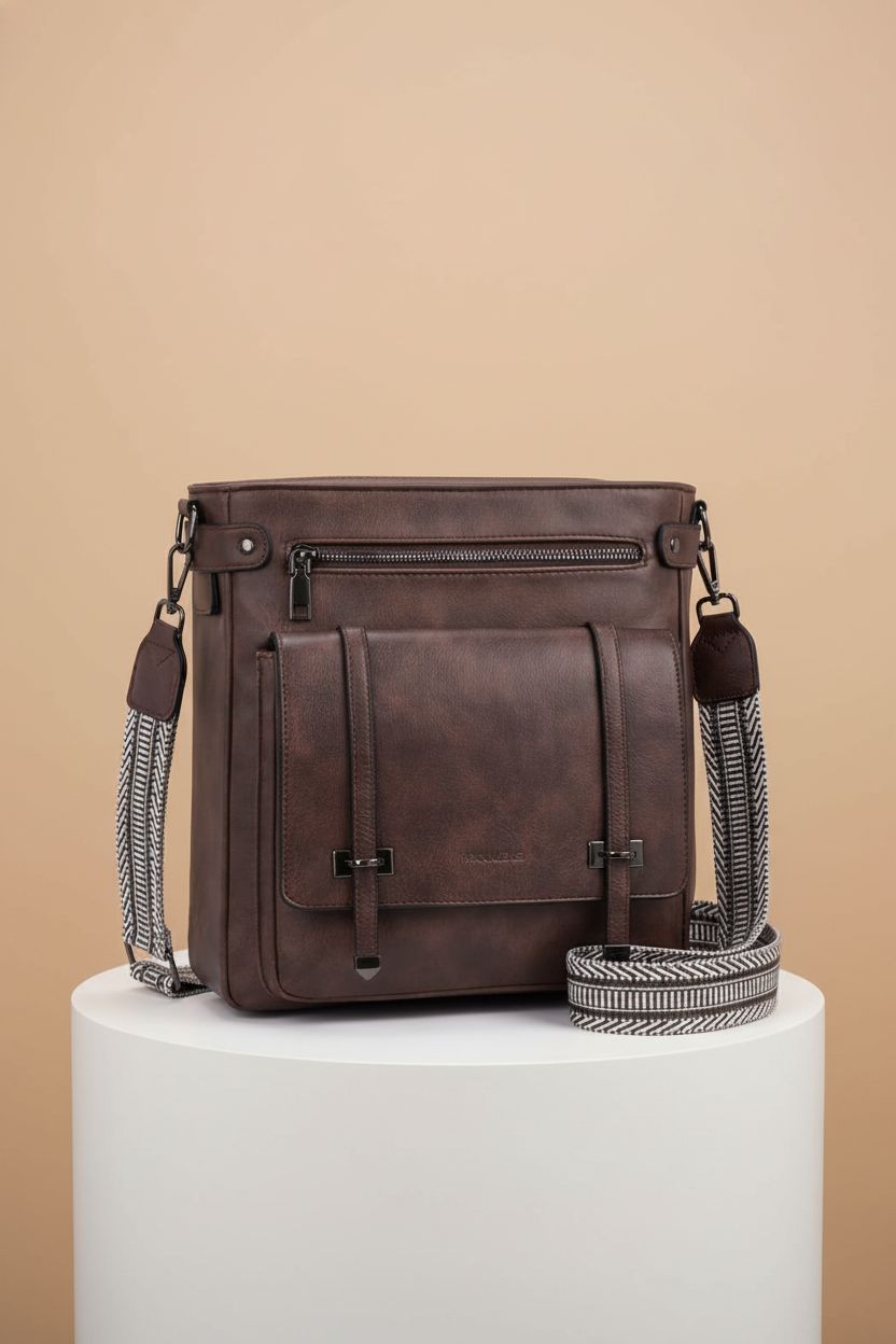 Roulens vegan leather crossbody bag highlighted for quality and design features.