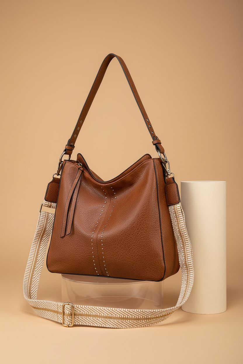 Montana West hobo bag displayed elegantly, showcasing its vegan leather and gold hardware features.