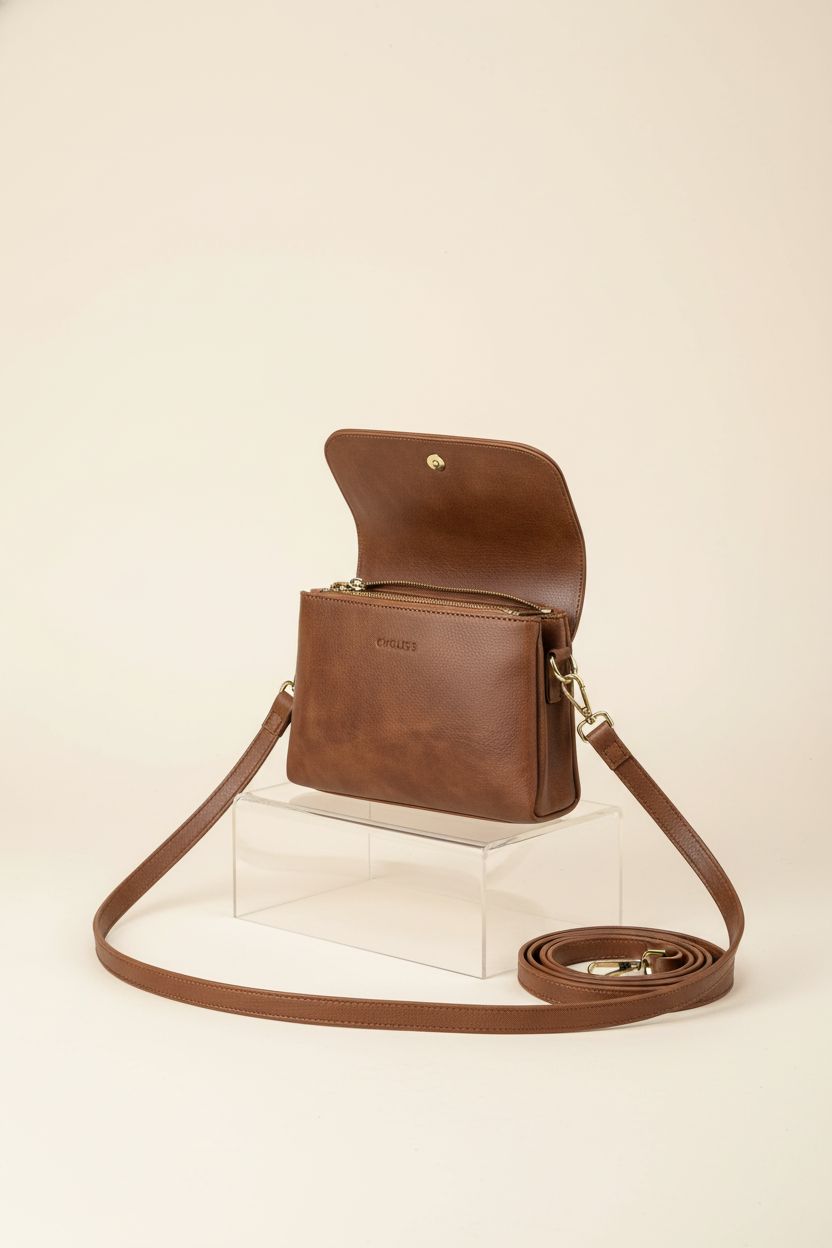 CHOLISS mini crossbody purse in vegan leather, elegantly displayed to show its features and compartments