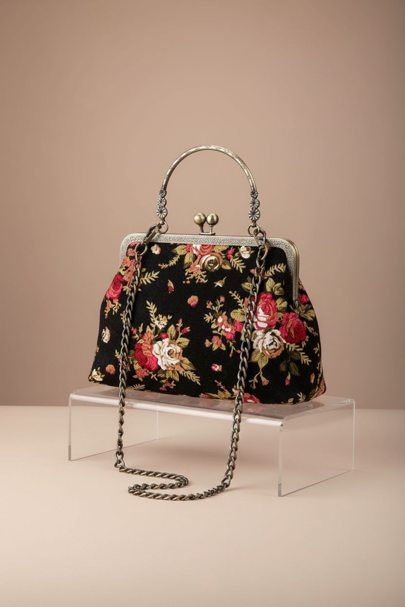 Abuyall vintage handbag on display, showcasing intricate details and stylish design.